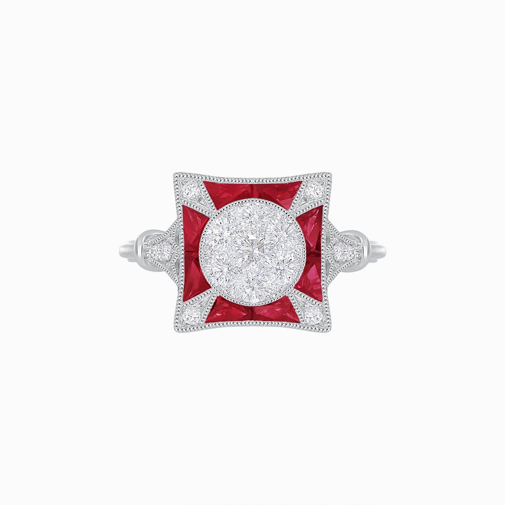 Antique Inspired Ring In Illusion Setting - Shahin Jewelry