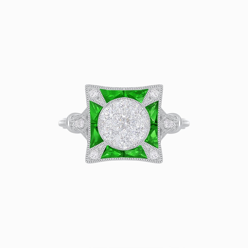 Antique Inspired Ring In Illusion Setting - Shahin Jewelry