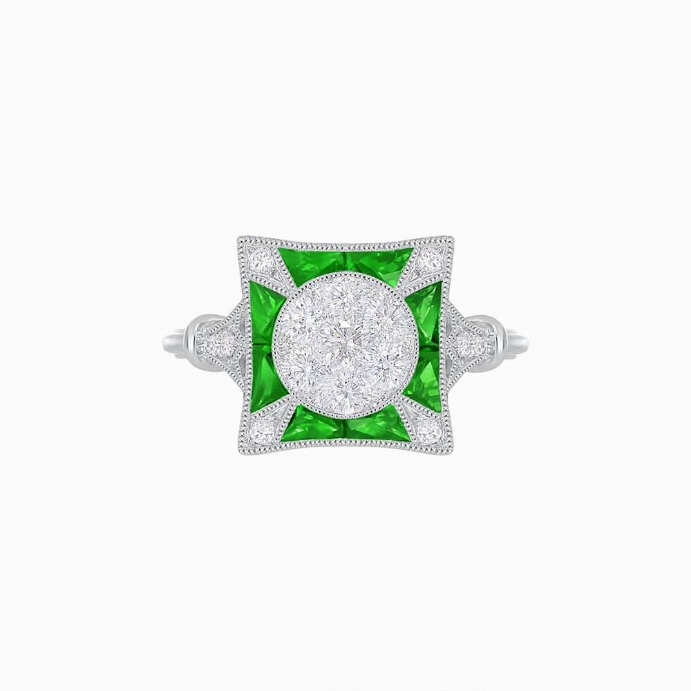 Antique Inspired Ring In Illusion Setting - Shahin Jewelry
