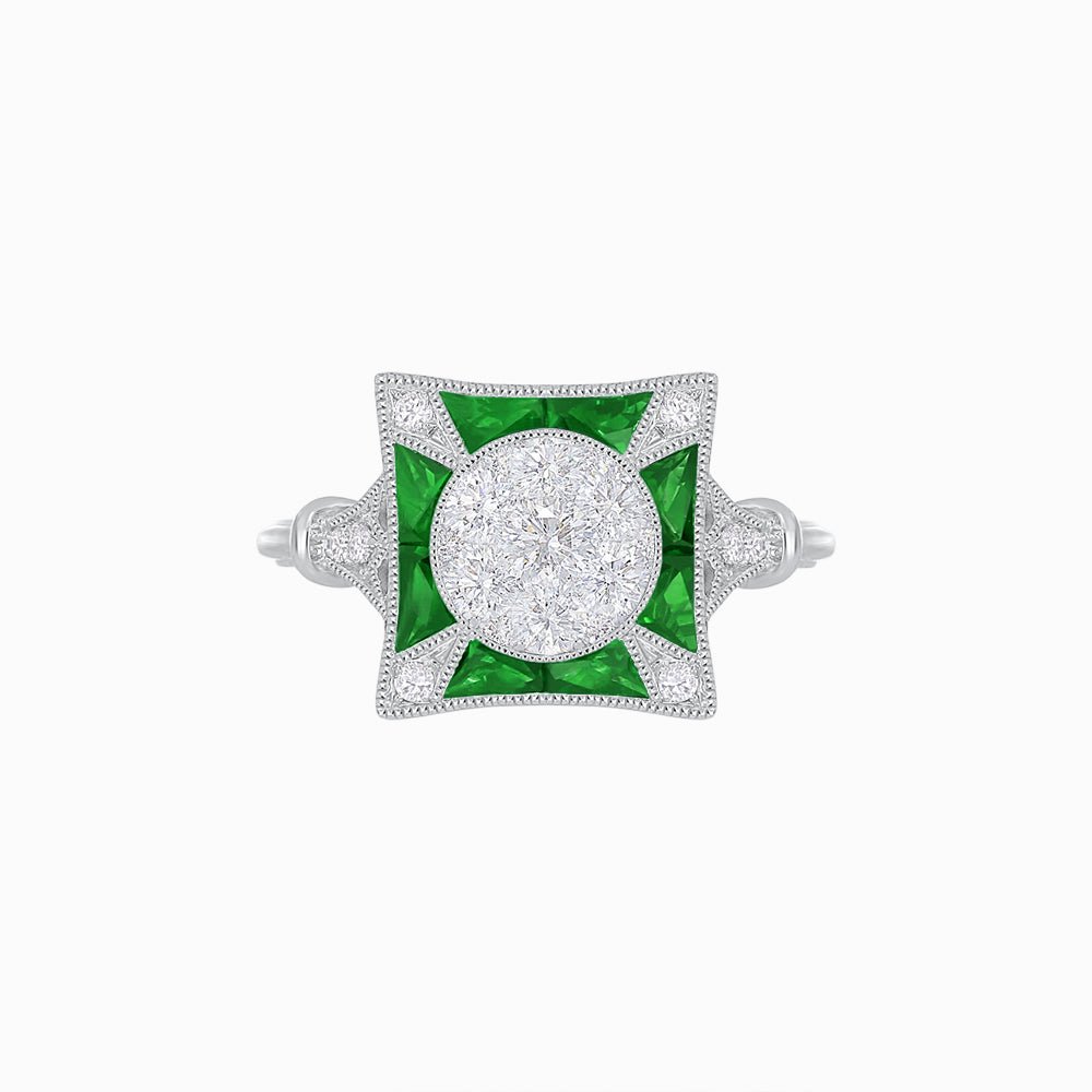 Antique Inspired Ring In Illusion Setting - Shahin Jewelry