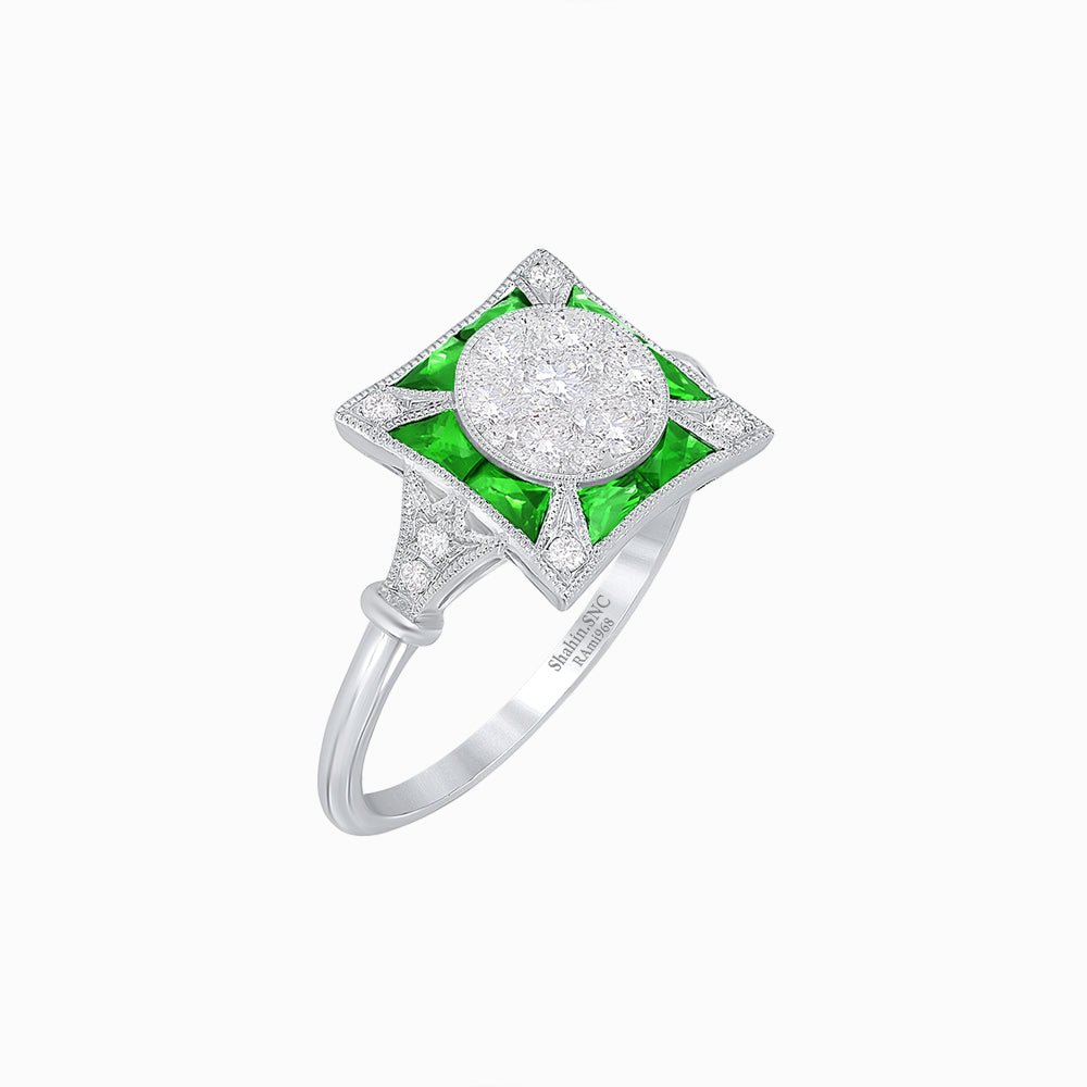 Antique Inspired Ring In Illusion Setting - Shahin Jewelry