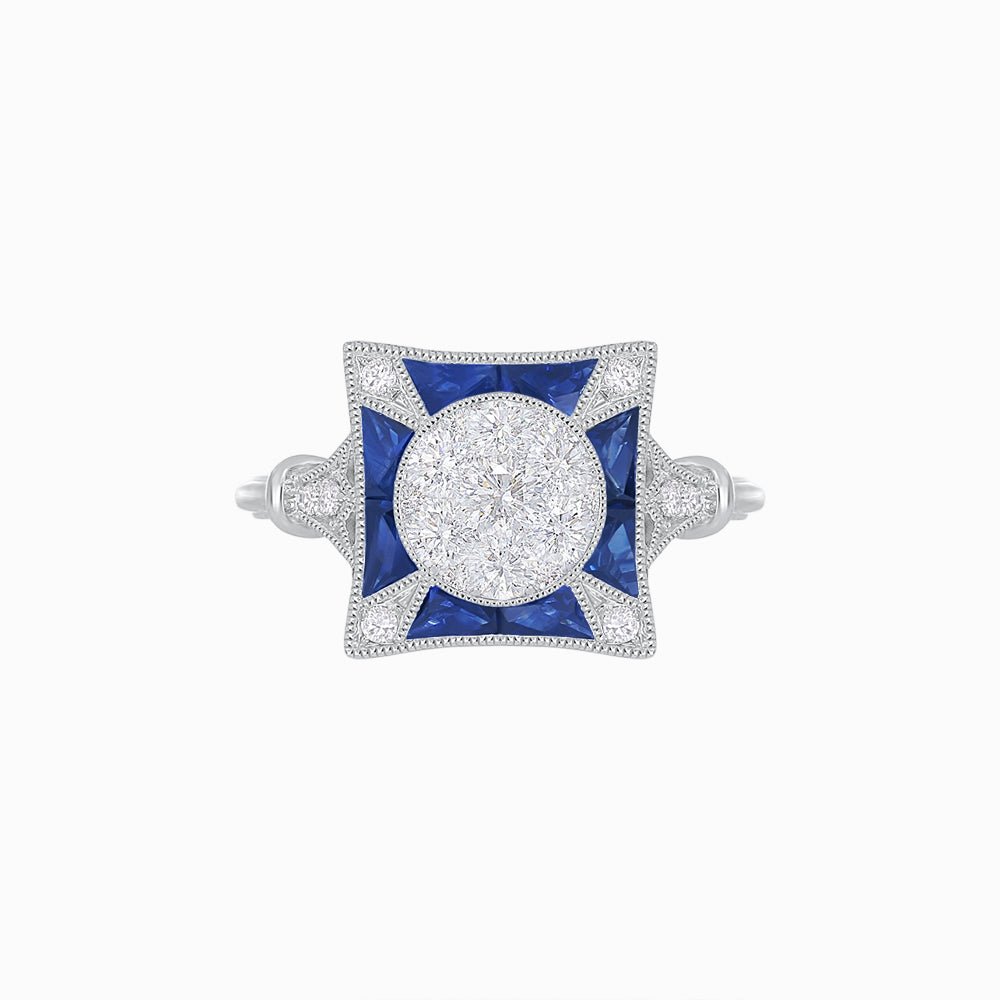 Antique Inspired Ring In Illusion Setting - Shahin Jewelry