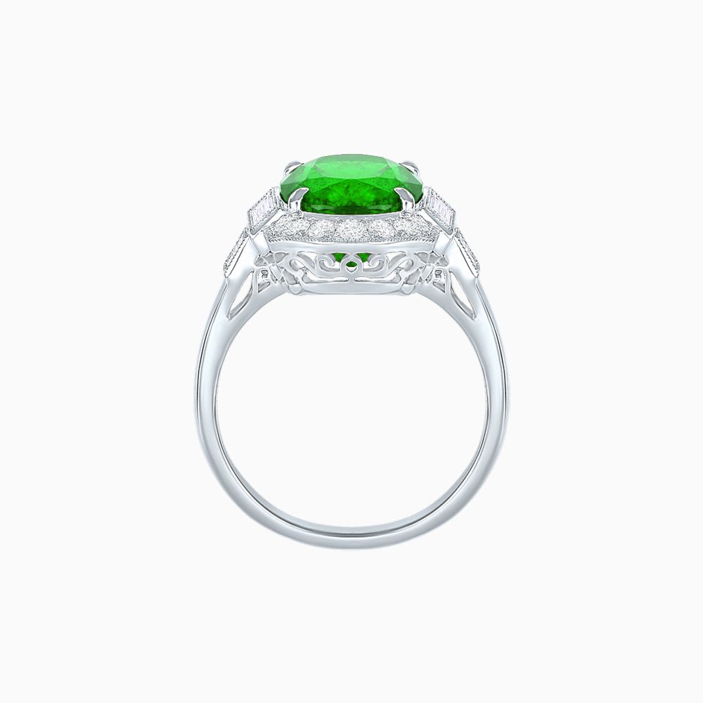 Antique Inspired Ring with Diamond With Gemstone - Shahin Jewelry