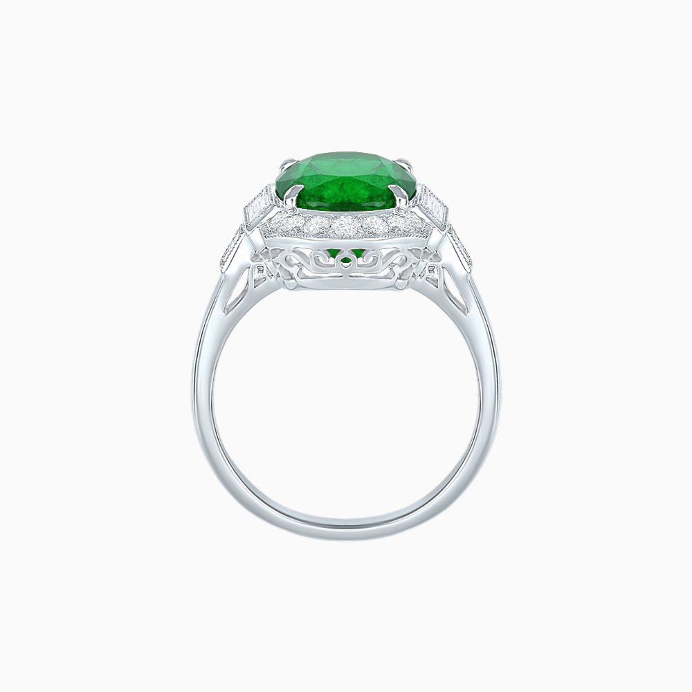 Antique Inspired Ring with Diamond With Gemstone - Shahin Jewelry