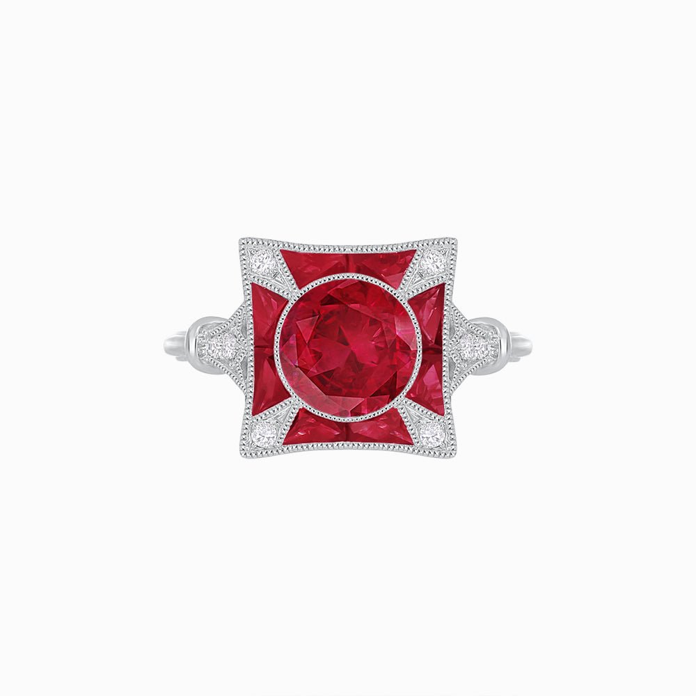 Antique Inspired Ring with Gemstone - Shahin Jewelry