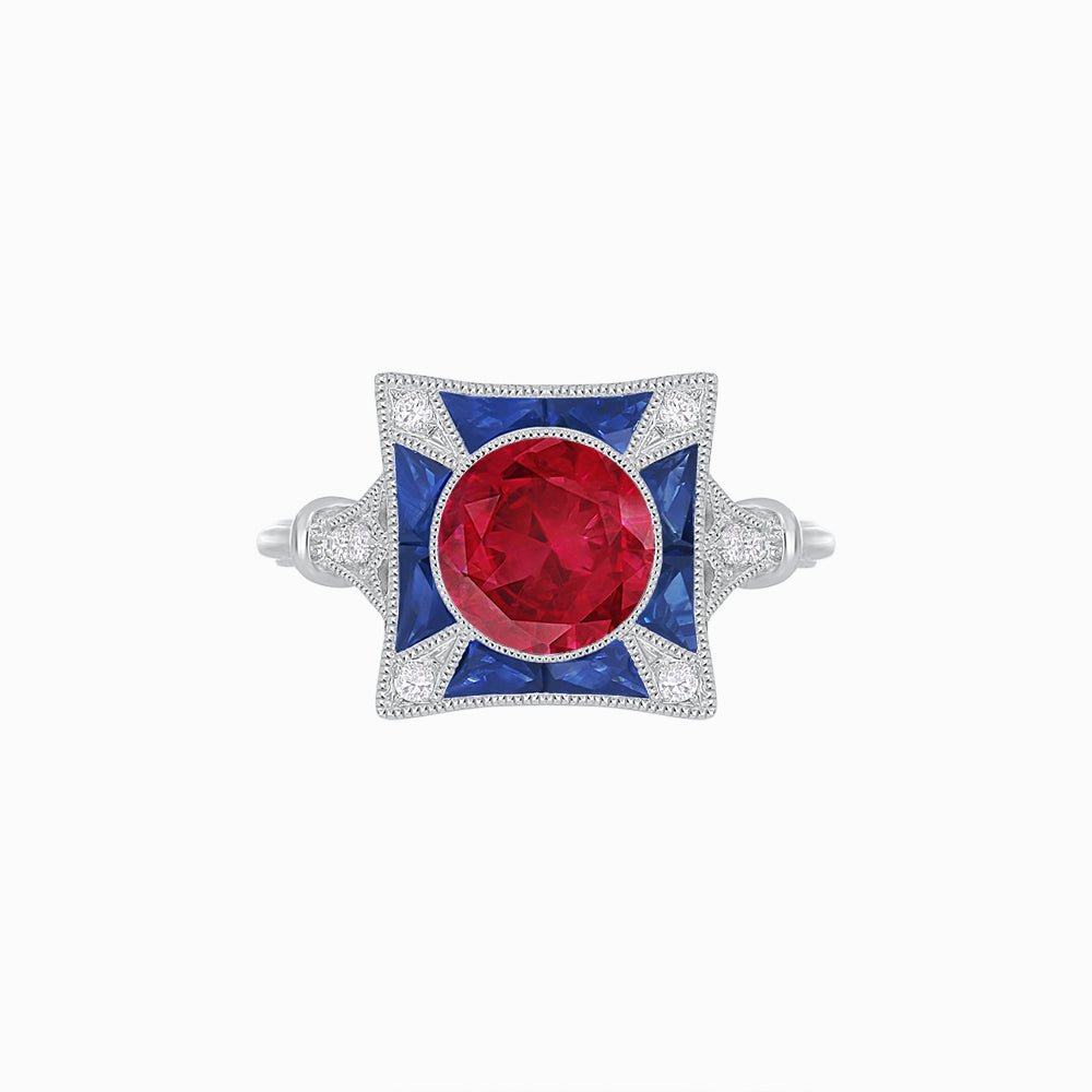 Antique Inspired Ring with Gemstone - Shahin Jewelry