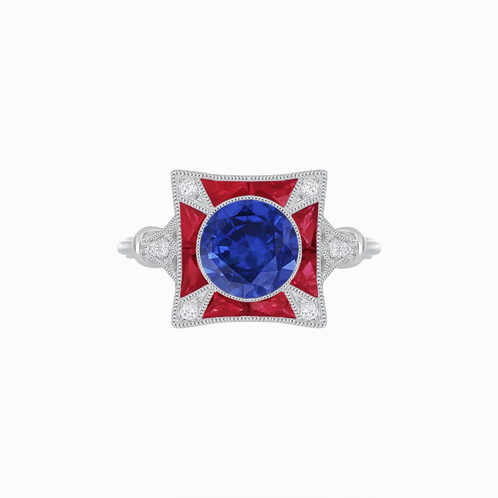 Antique Inspired Ring with Gemstone - Shahin Jewelry