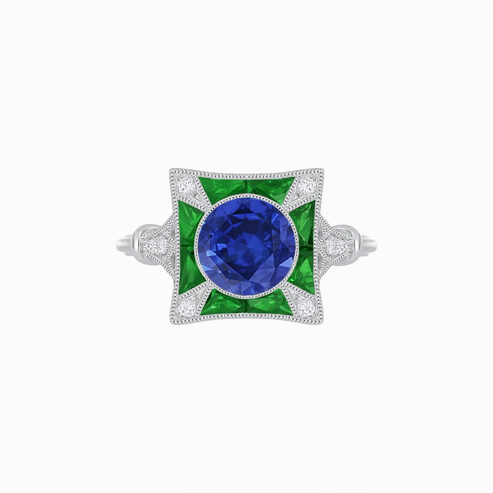 Antique Inspired Ring with Gemstone - Shahin Jewelry