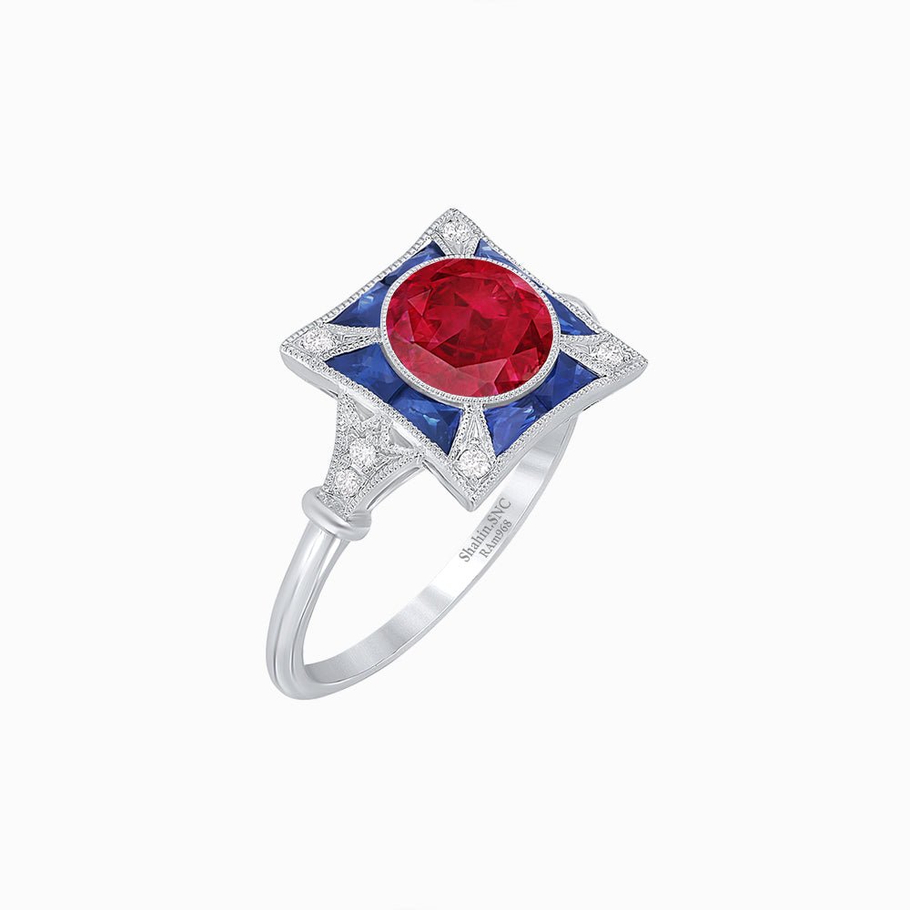 Antique Inspired Ring with Gemstone - Shahin Jewelry