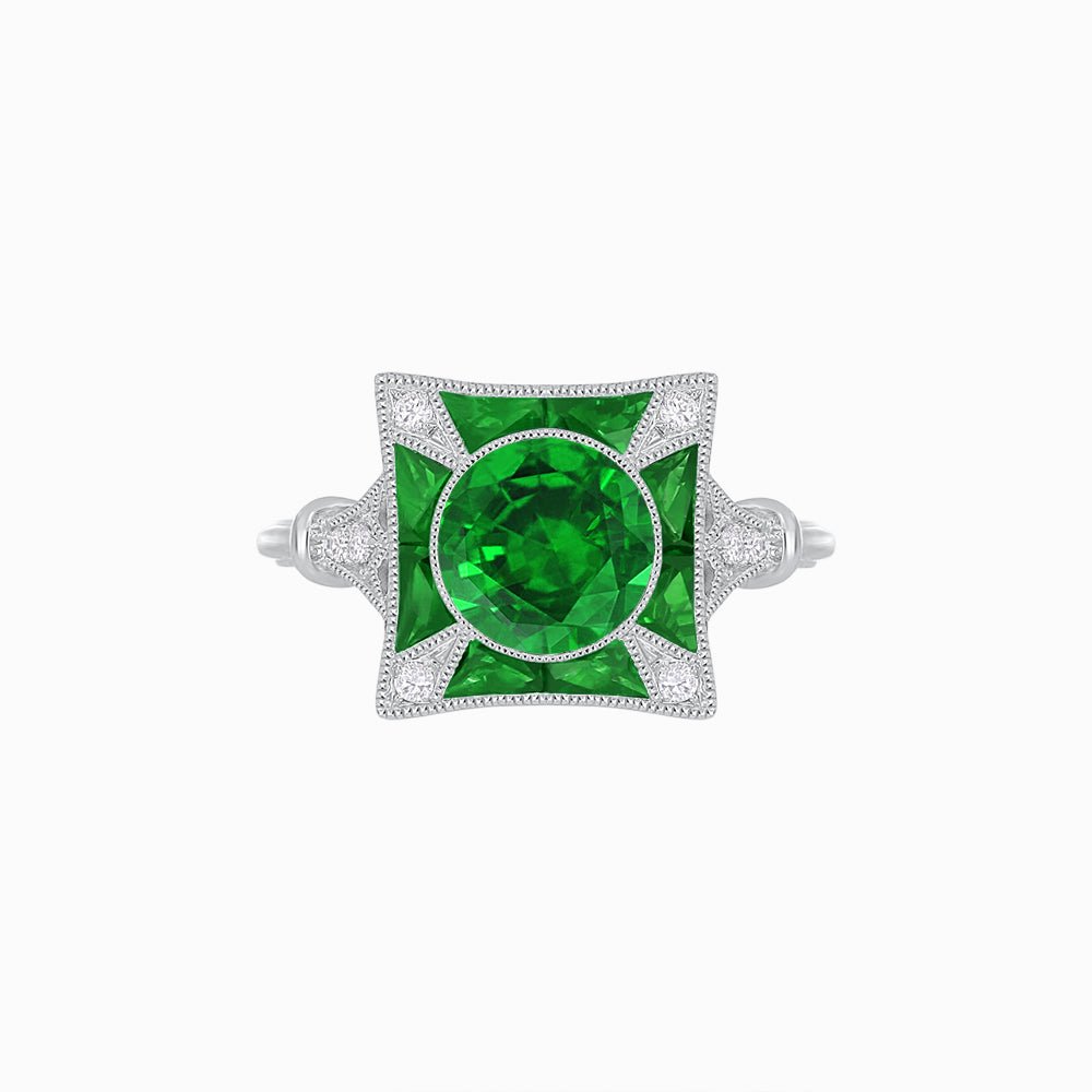 Antique Inspired Ring with Gemstone - Shahin Jewelry