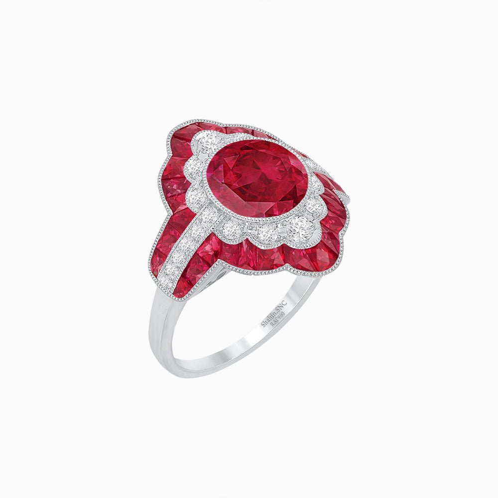 Antique Inspired Ring With Gemstone - Shahin Jewelry