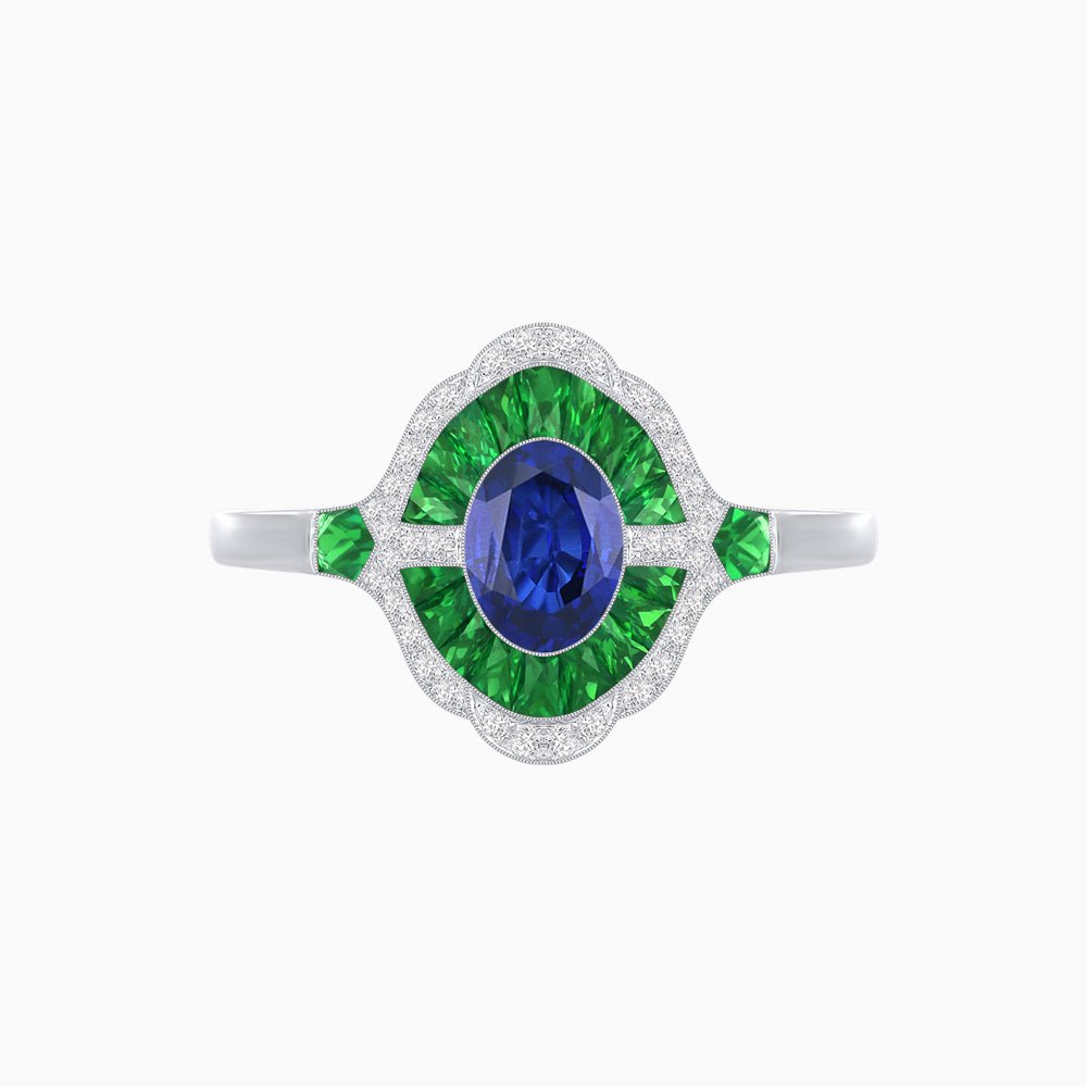 Antique Inspired Ring with Oval Gemstone - Shahin Jewelry