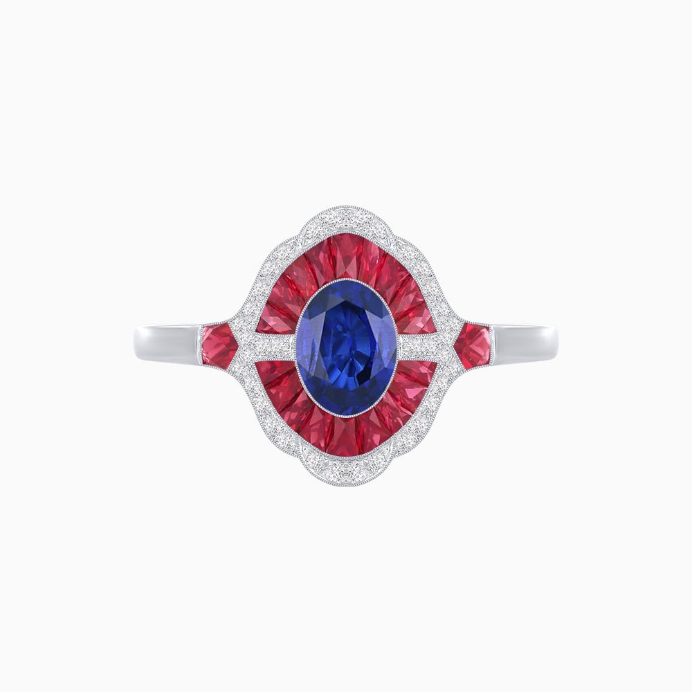 Antique Inspired Ring with Oval Gemstone - Shahin Jewelry