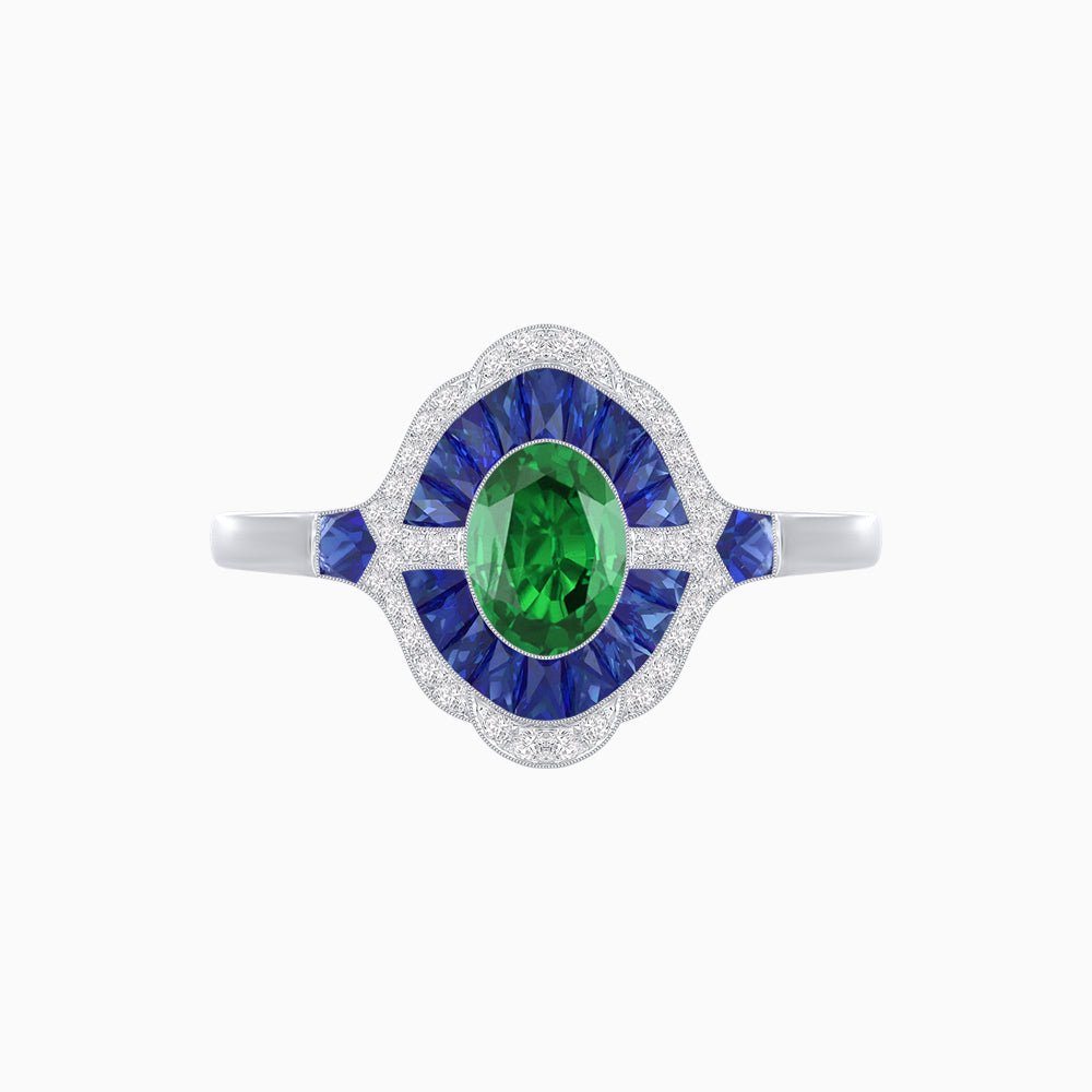 Antique Inspired Ring with Oval Gemstone - Shahin Jewelry