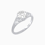 Antique Inspired Round Center Mounting Ring with Scrollwork - Shahin Jewelry