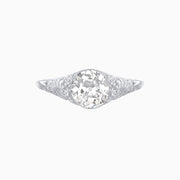 Antique Inspired Round Center Mounting Ring with Scrollwork - Shahin Jewelry
