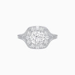 Load image into Gallery viewer, Antique Inspired Round Cut Milgrain Diamond Halo Ring - Shahin Jewelry
