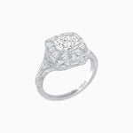 Load image into Gallery viewer, Antique Inspired Round Cut Milgrain Diamond Halo Ring - Shahin Jewelry