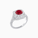 Load image into Gallery viewer, Antique Inspired Round Cut Milgrain Diamond Halo Ring - Shahin Jewelry