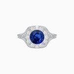 Load image into Gallery viewer, Antique Inspired Round Cut Milgrain Diamond Halo Ring - Shahin Jewelry