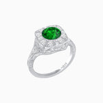 Load image into Gallery viewer, Antique Inspired Round Cut Milgrain Diamond Halo Ring - Shahin Jewelry