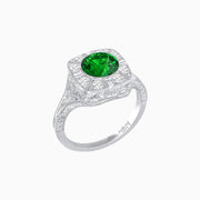 Antique Inspired Round Cut Milgrain Diamond Halo Ring - Shahin Jewelry
