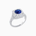 Load image into Gallery viewer, Antique Inspired Round Cut Milgrain Diamond Halo Ring - Shahin Jewelry