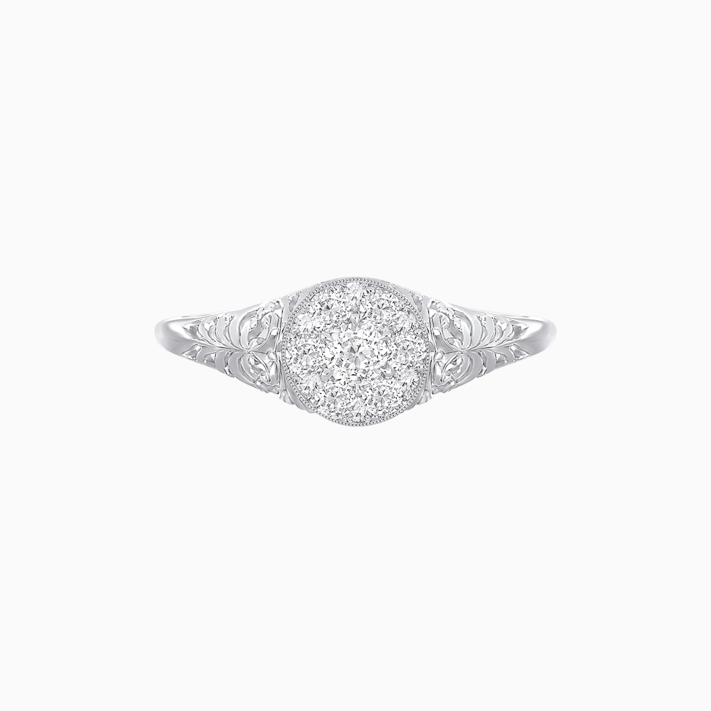Antique Inspired Round Illusion Cluster Ring with Scrollwork - Shahin Jewelry