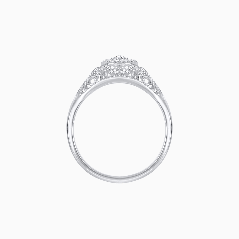 Antique Inspired Round Illusion Cluster Ring with Scrollwork - Shahin Jewelry