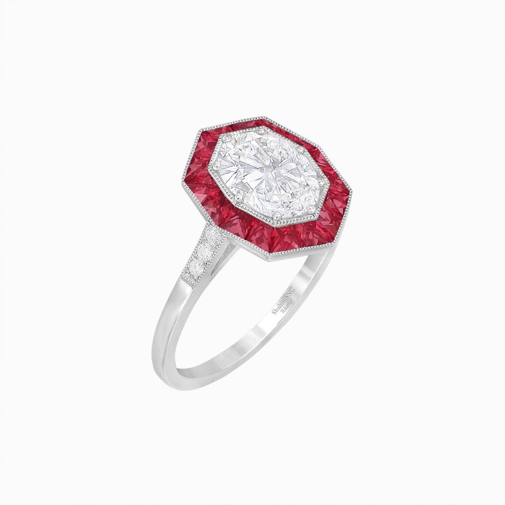 Are Deco Octagonal Shaped Ring with Diamond - Shahin Jewelry