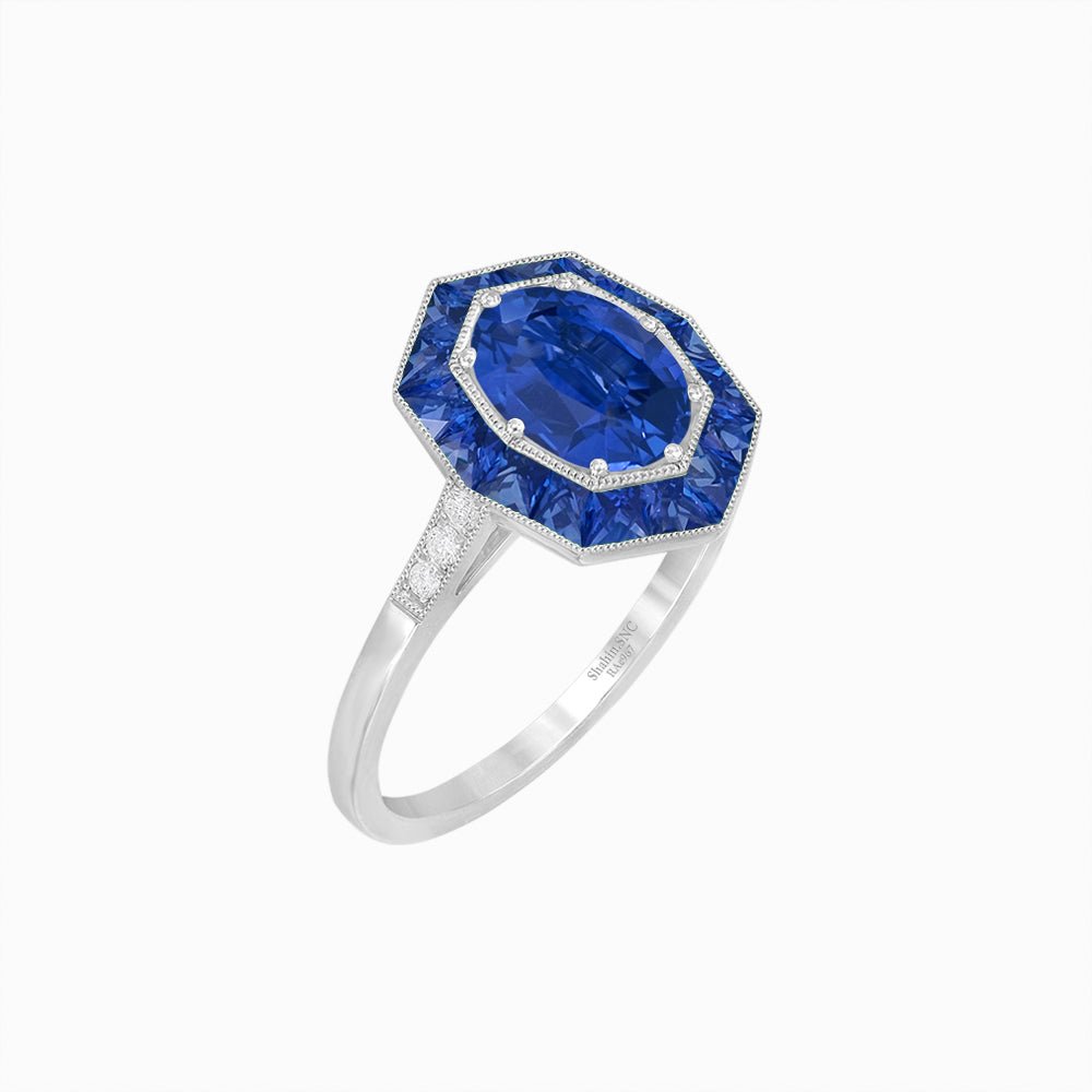 Are Deco Octagonal Shaped Ring with Gemstone - Shahin Jewelry