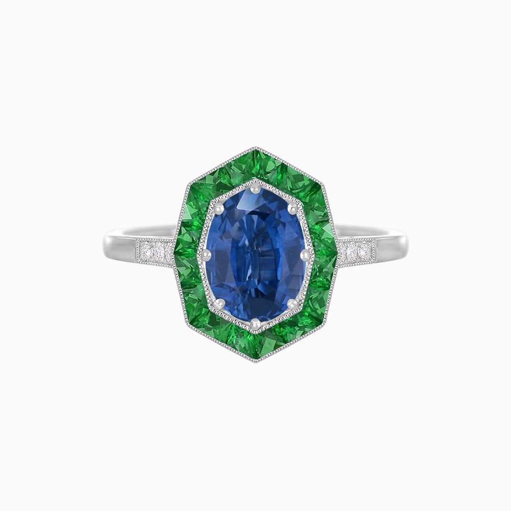 Are Deco Octagonal Shaped Ring with Gemstone - Shahin Jewelry