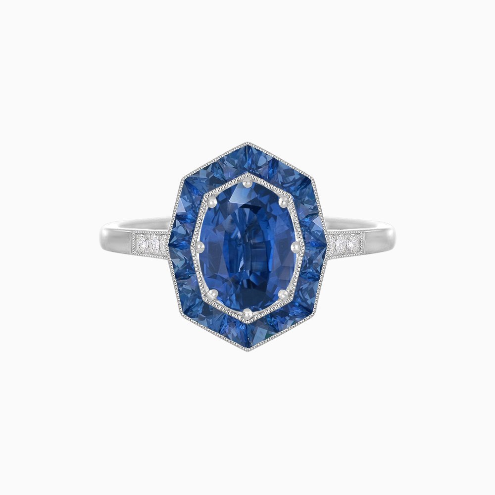 Are Deco Octagonal Shaped Ring with Gemstone - Shahin Jewelry