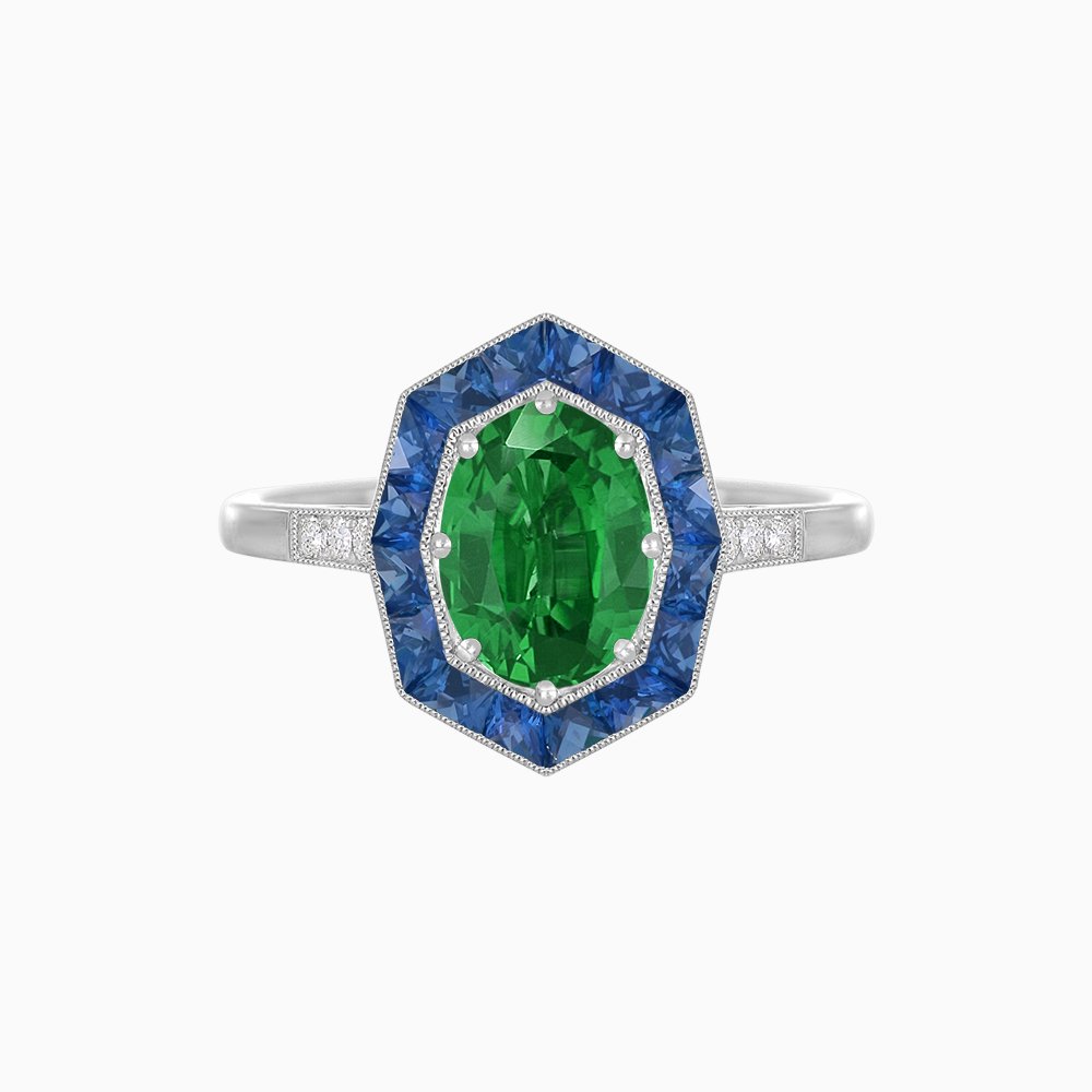 Are Deco Octagonal Shaped Ring with Gemstone - Shahin Jewelry