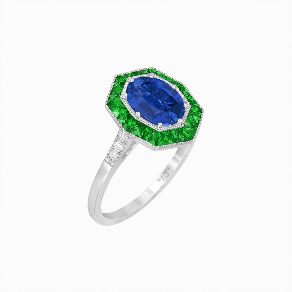 Are Deco Octagonal Shaped Ring with Gemstone - Shahin Jewelry