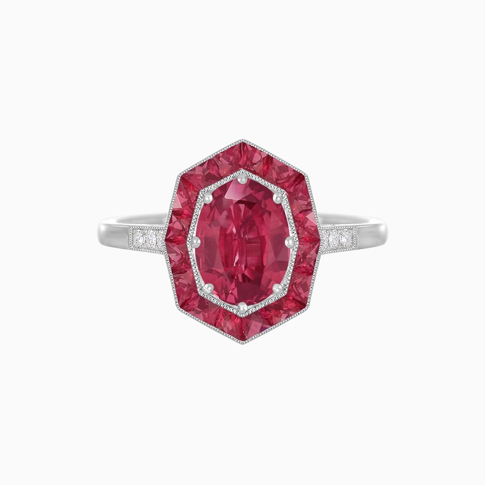 Are Deco Octagonal Shaped Ring with Gemstone - Shahin Jewelry