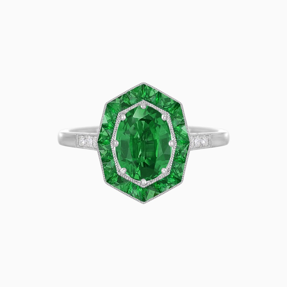 Are Deco Octagonal Shaped Ring with Gemstone - Shahin Jewelry