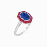 Load image into Gallery viewer, Are Deco Octagonal Shaped Ring with Gemstone - Shahin Jewelry
