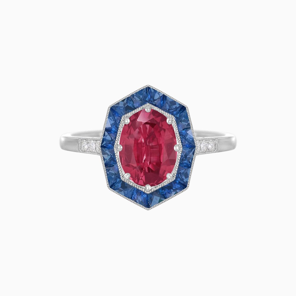 Are Deco Octagonal Shaped Ring with Gemstone - Shahin Jewelry