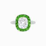 Load image into Gallery viewer, Art Deco Cushion Cut Ring with French-Cut Gemstone Halo and Diamond Accents - Shahin Jewelry