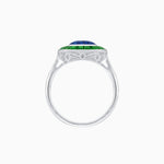 Load image into Gallery viewer, Art Deco Cushion Cut Ring with French-Cut Gemstone Halo and Diamond Accents - Shahin Jewelry