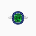 Load image into Gallery viewer, Art Deco Cushion Cut Ring with French-Cut Gemstone Halo and Diamond Accents - Shahin Jewelry
