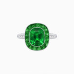 Load image into Gallery viewer, Art Deco Cushion Cut Ring with French-Cut Gemstone Halo and Diamond Accents - Shahin Jewelry