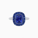 Load image into Gallery viewer, Art Deco Cushion Cut Ring with French-Cut Gemstone Halo and Diamond Accents - Shahin Jewelry