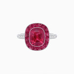 Load image into Gallery viewer, Art Deco Cushion Cut Ring with French-Cut Gemstone Halo and Diamond Accents - Shahin Jewelry