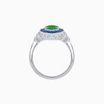 Load image into Gallery viewer, Art Deco Diamond Marquise Shape Toi et Moi Style Vintage Engagement Ring with Blue Sapphire and Emerald - Shahin Jewelry
