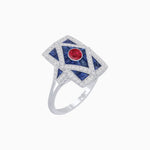 Load image into Gallery viewer, Art Deco Diamond Ring With Gemstoone - Shahin Jewelry
