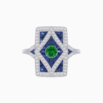 Load image into Gallery viewer, Art Deco Diamond Ring With Gemstoone - Shahin Jewelry
