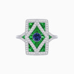 Load image into Gallery viewer, Art Deco Diamond Ring With Gemstoone - Shahin Jewelry
