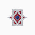 Load image into Gallery viewer, Art Deco Diamond Ring With Gemstoone - Shahin Jewelry
